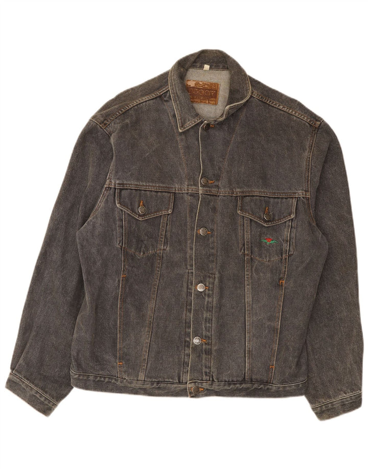 Jachetă vintage pentru bărbați din denim UK 40 mare, gri bumbac