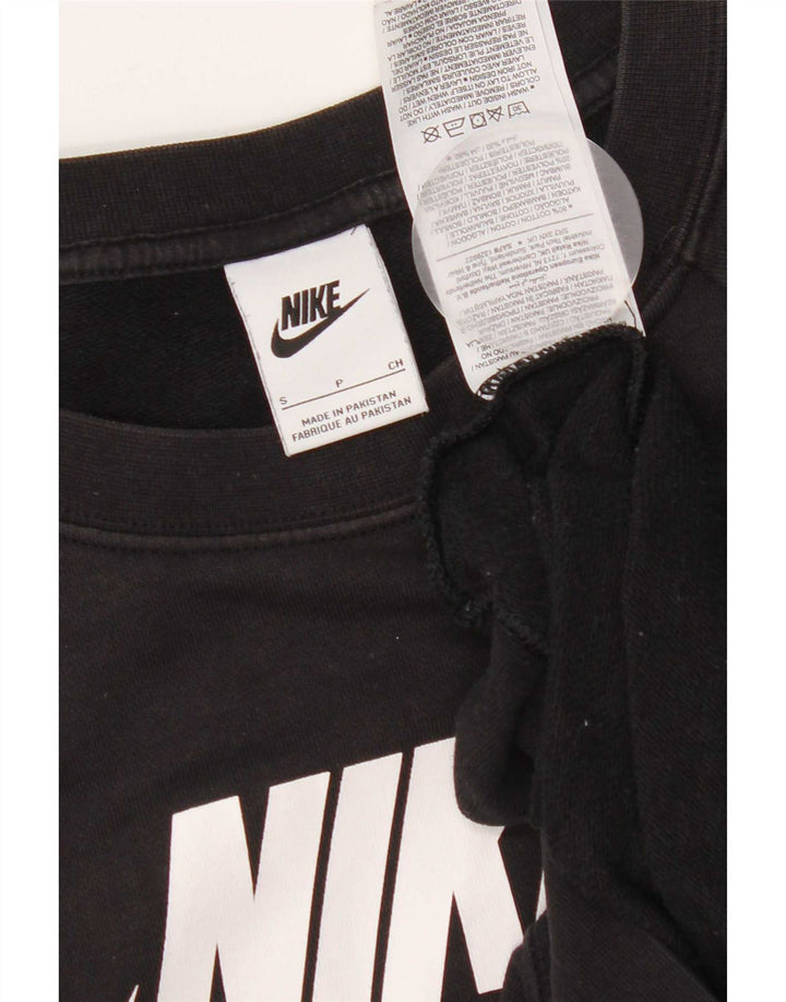 Pulover supradimensionat cu grafic Nike pentru femei UK 12 Bumbac negru mic