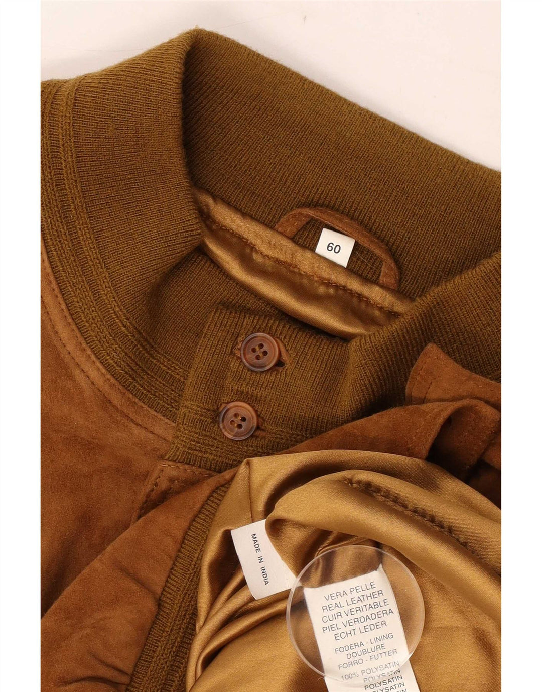 Bomber vintage pentru bărbați din piele intoarsa IT 60 5XL din piele maro