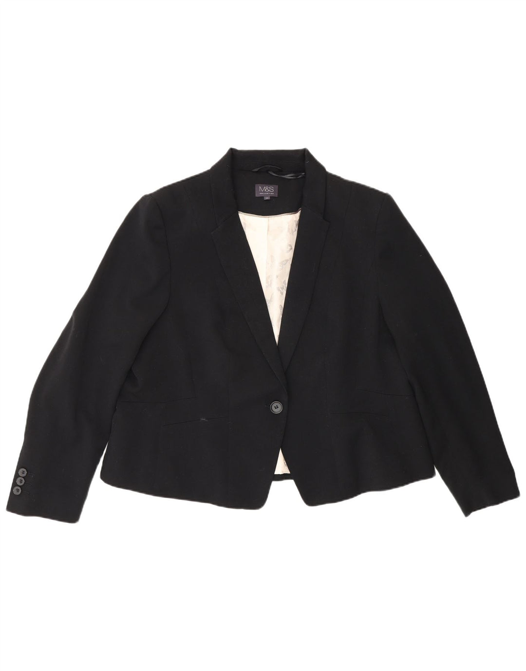 Jachetă pentru femei Marks & Spencer cu 1 nasture, UK 20 2XL, poliester negru