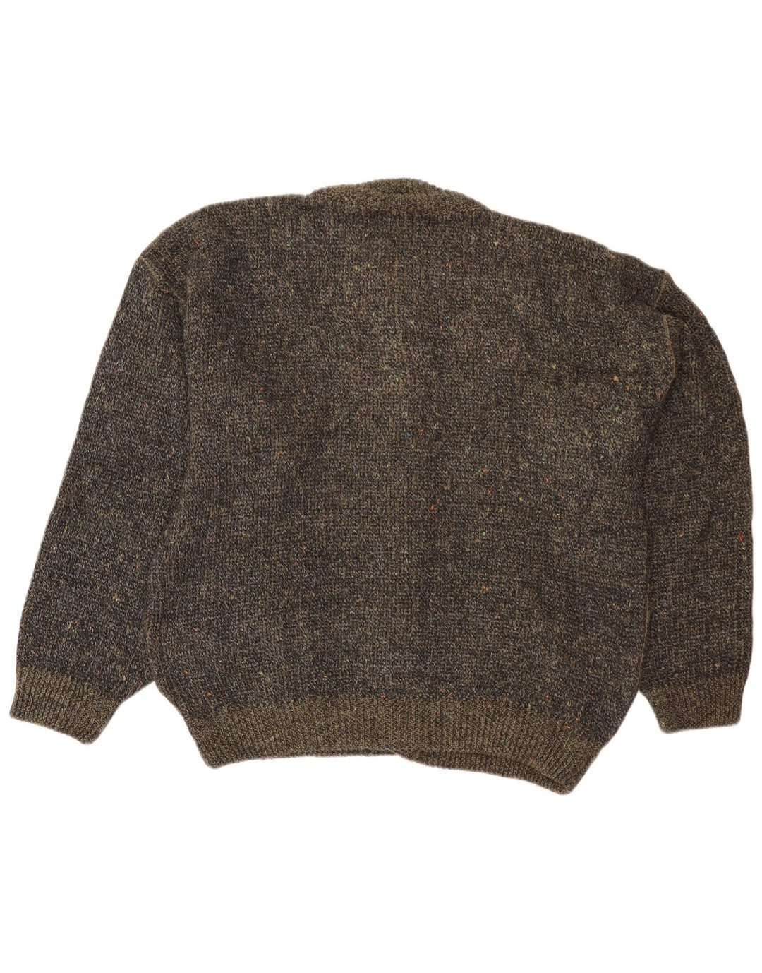 Pulover cardigan VINTAGE pentru bărbați, cu tăietură lentă, IT 50 Medium Kaki Flecked