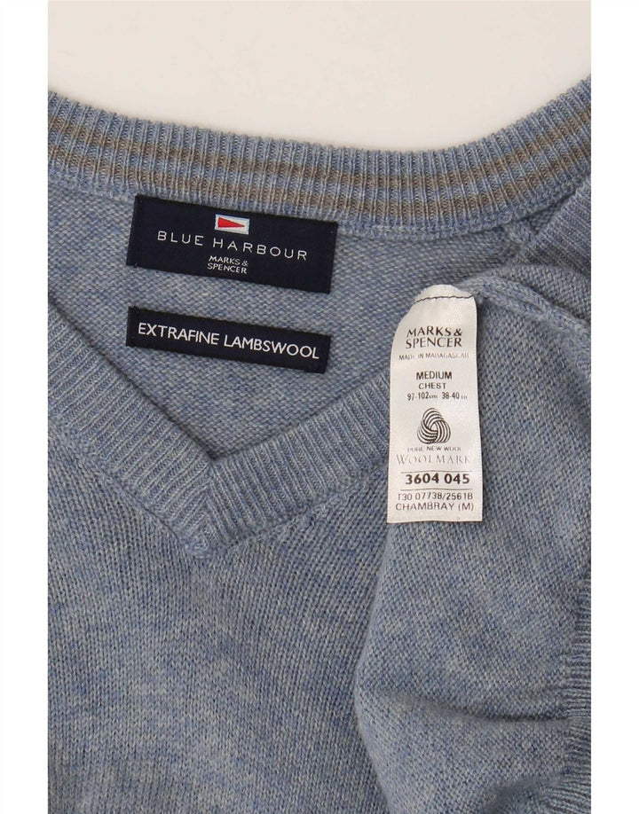 Pulover Marks & Spencer pentru bărbați, Blue Harbour, cu decolteu în V, albastru mediu