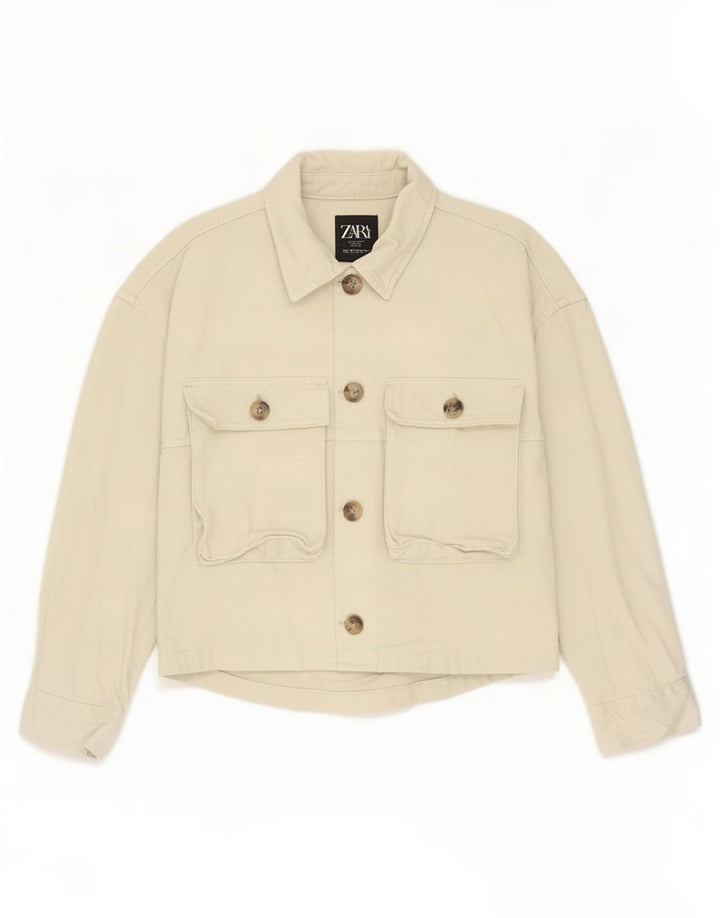 Bomber pentru femei Zara UK 10, bumbac verde mic