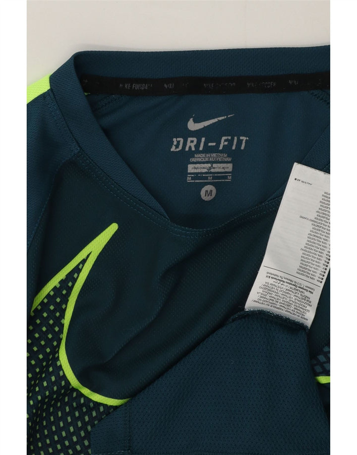 Tricou grafic Nike Dri Fit pentru bărbați Top Mediu Albastru Poliester Colorblock