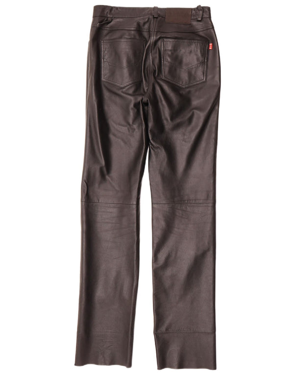 H.I.S Pantaloni drepti din piele pentru femei EU 38 Medium W28 L34 Negru