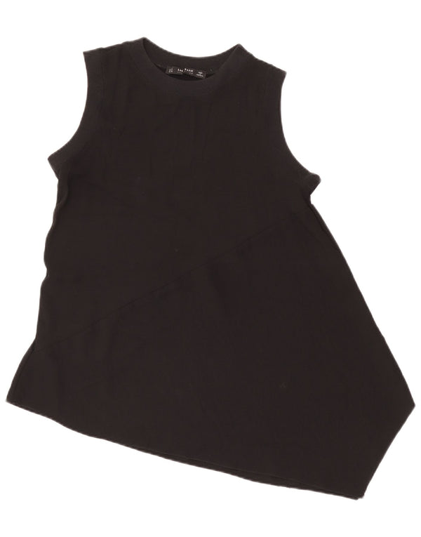 Top cu tunică asimetrică fără mâneci Zara UK 10 Mic Negru