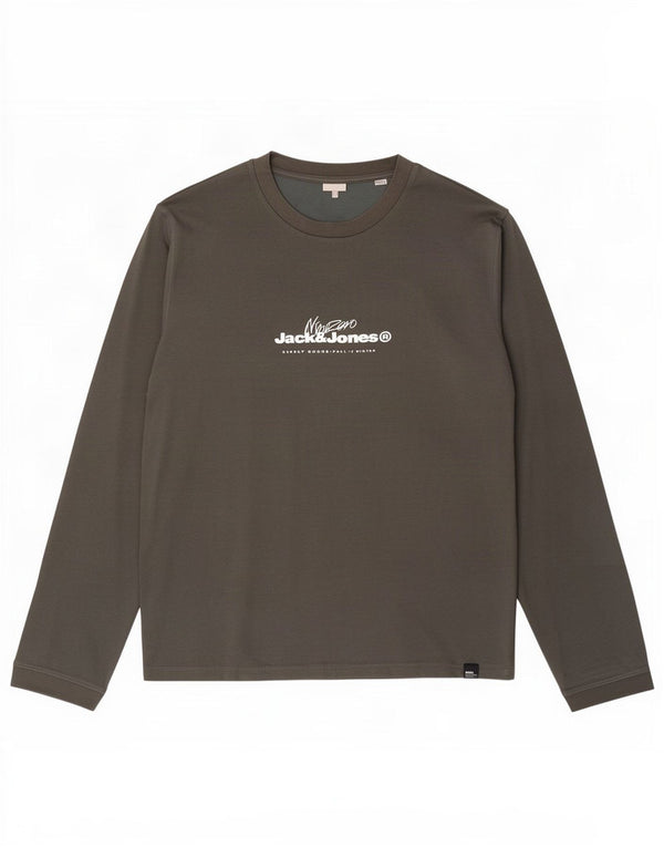 Jack & Jones Tricou cu mânecă lungă pentru bărbați, bumbac verde XL
