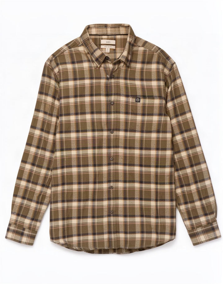 Cămașă de flanel pentru bărbați Marks & Spencer, bumbac verde check 2XL