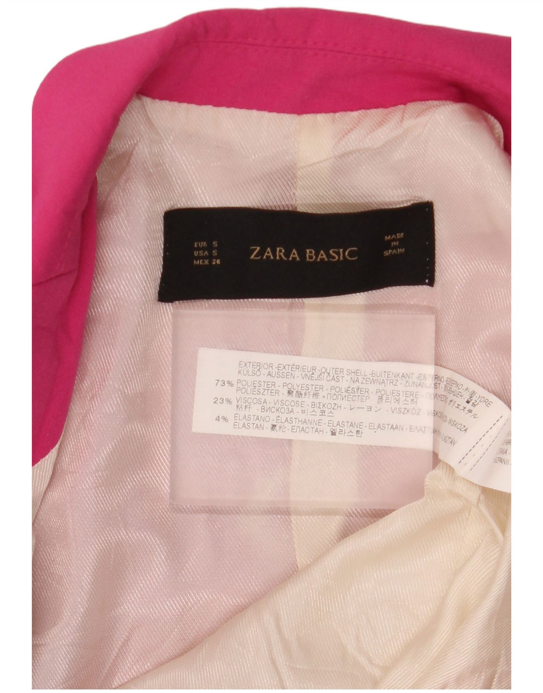 Blazer pentru femei Zara cu 1 nasture, UK 10, poliester roz mic