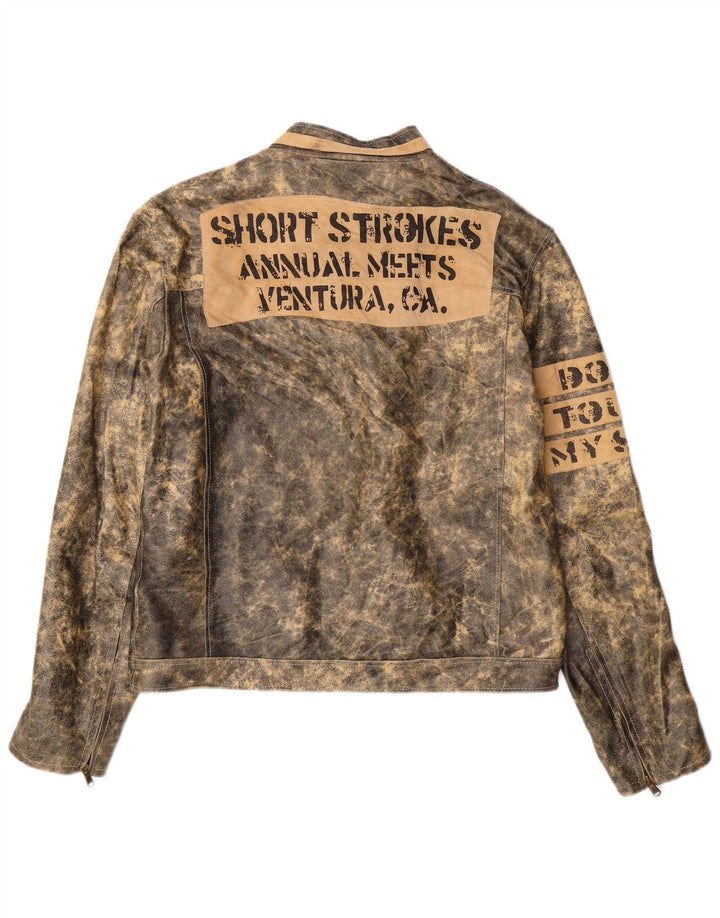 Jachetă din piele cu grafică pentru bărbați Bata IT 52 XL din piele gri