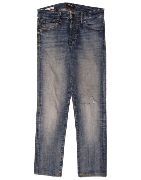 JACK & JONES Blugi GLENN Slim pentru bărbați W28 L28 Bumbac bleumarin