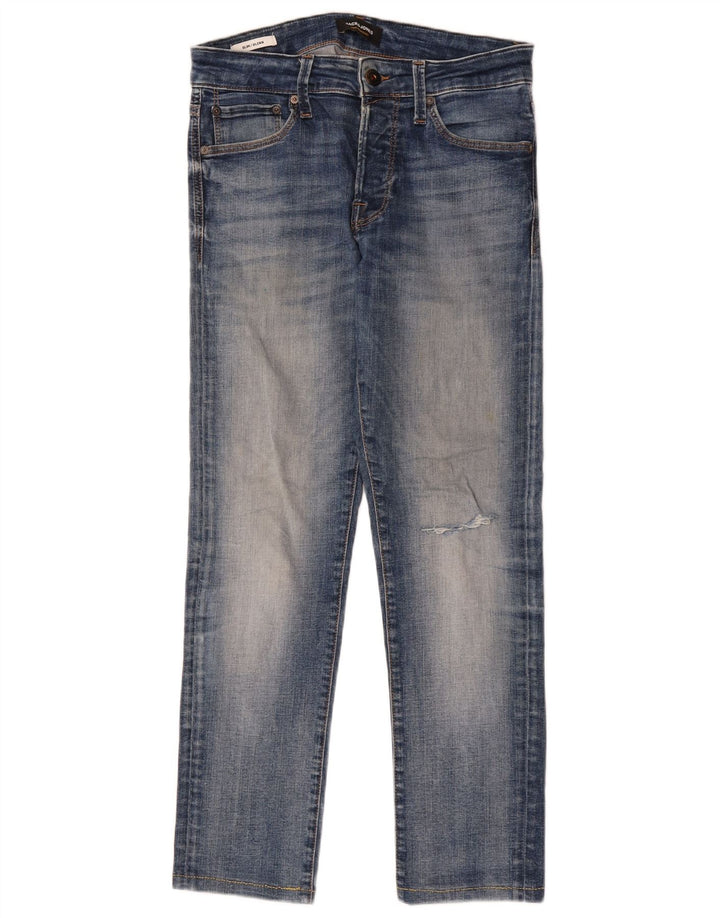 JACK & JONES Blugi GLENN Slim pentru bărbați W28 L28 Bumbac bleumarin