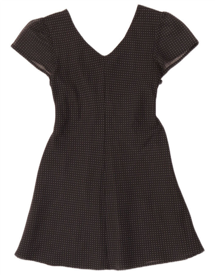 Rochie vintage mini A-Line pentru femei IT 42 Medium Black Spotted Viscose