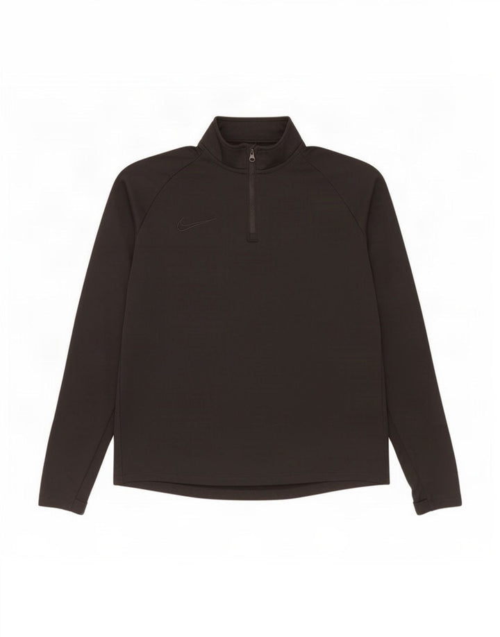 Top de trening pentru bărbați Dri Fit, cu fermoar și gât, din poliester negru mediu
