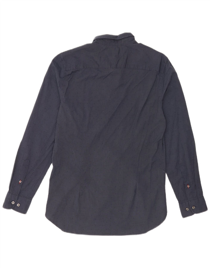 Cămașă pentru bărbați Tommy Hilfiger Slim Fit, bumbac cu pete, albastru bleumarin mediu