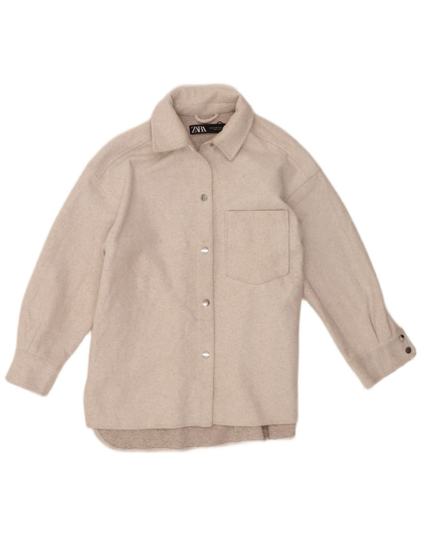 Jachetă Shacket pentru femei Zara UK 6 XS poliester bej
