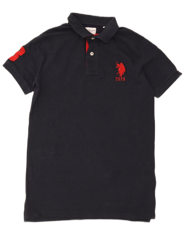 Cămașă grafică cu mânecă scurtă pentru băieți US Polo Assn 12-13 ani, bumbac bleumarin