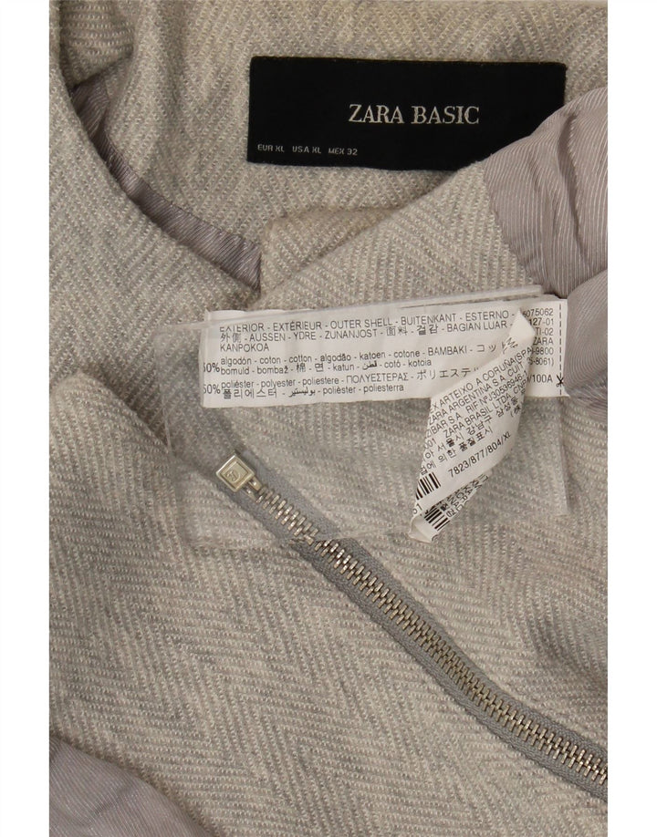 Jachetă pentru femei Zara, cu fermoar complet, UK 18 XL, bumbac cu țesătură gri