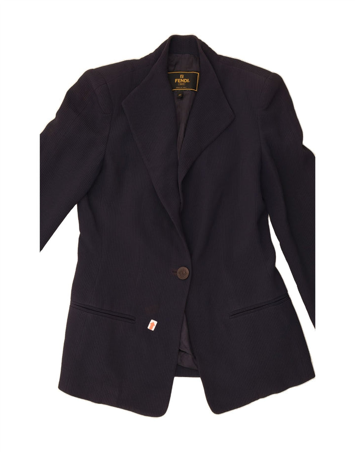 FENDI Womens 1 Button Blazer Jacket IT 40 Small Navy Blue Acetate Classic Vintage Fendi and Second-Hand Fendi from Messina Hembry 