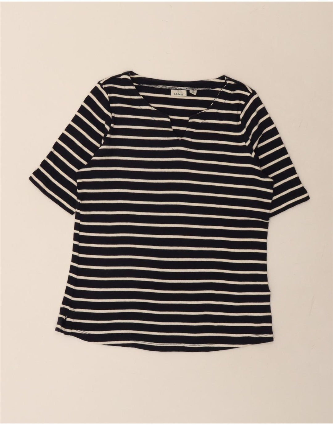 Tricou pentru femei L.L.Bean Top UK 12 Medium bleumarin, bumbac cu dungi