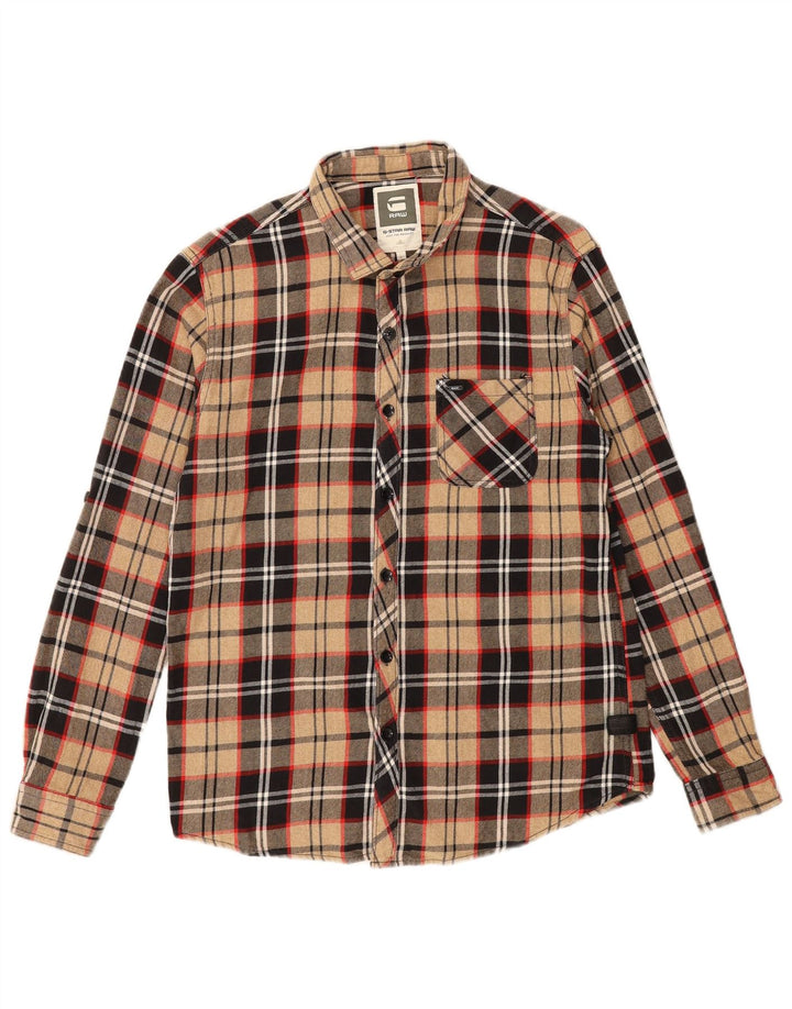 G-STAR Mens Flannel Shirt Large Beige Check Cotton