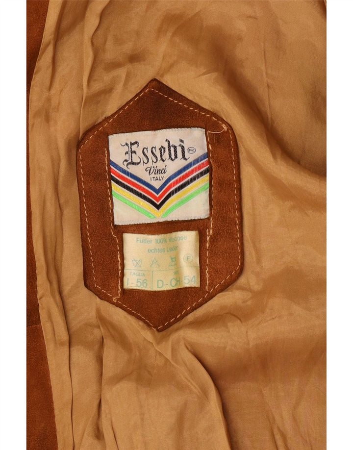 Bomber de piele intoarsa pentru barbati ESSEBI UK 40 mare, maro, piele