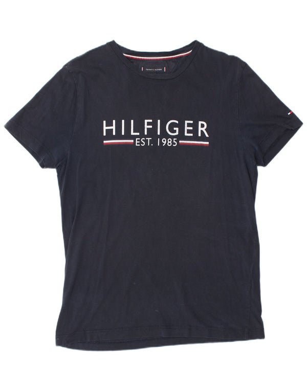 Tricou grafic Tommy Hilfiger pentru bărbați Top mediu din bumbac bleumarin