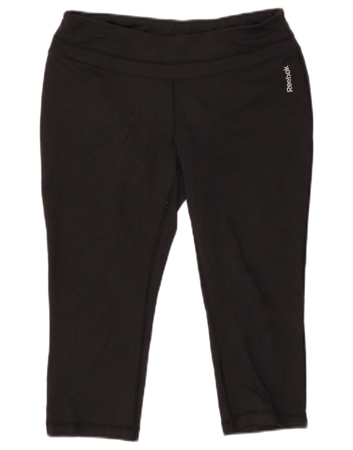 Leggings Capri pentru femei REEBOK UK 14, mare, negru, poliester