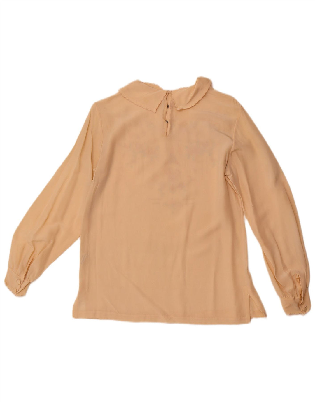 Bluză cămașă cu mânecă lungă pentru femei VINTAGE EU 36 Mic Bej Floral Mătase