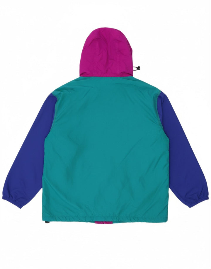 L.L.BEAN Boys Pullover Hooded Rain Jacket 15-16 Years XL  Blue Colourblock