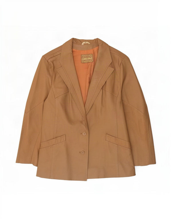 Jachetă vintage din piele cu 3 nasturi pentru femei EU 46 XL Bej