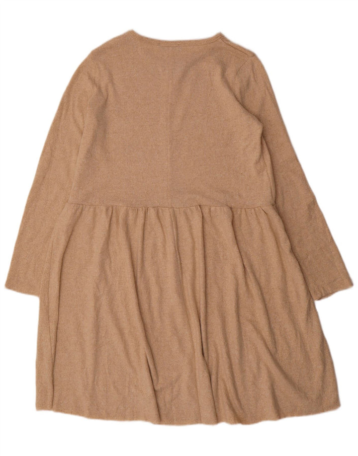 Rochie pulover cu mânecă lungă pentru femei Zara UK 14 Medium Bej Poliester
