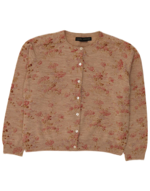 Pulover cardigan pentru femei Laura Ashley UK 18 XL Lână florală bej