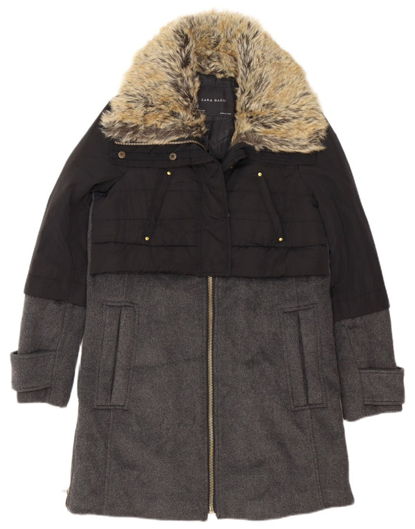 Pardesiu supradimensionat pentru femei Zara UK 6 XS negru colorblock