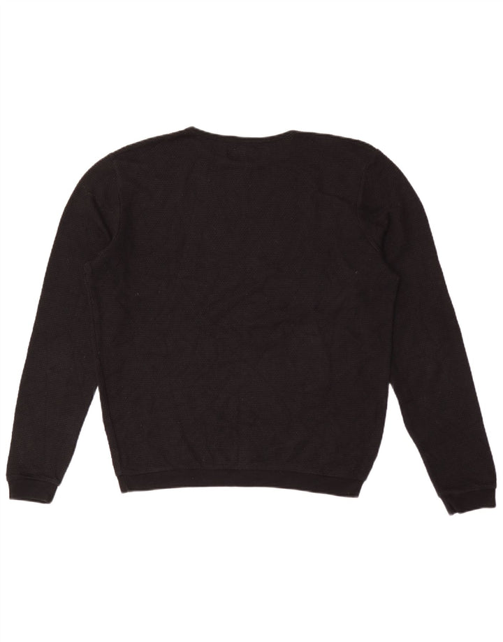 Pulover pentru bărbați Zara, cu gât crew, bumbac mediu negru
