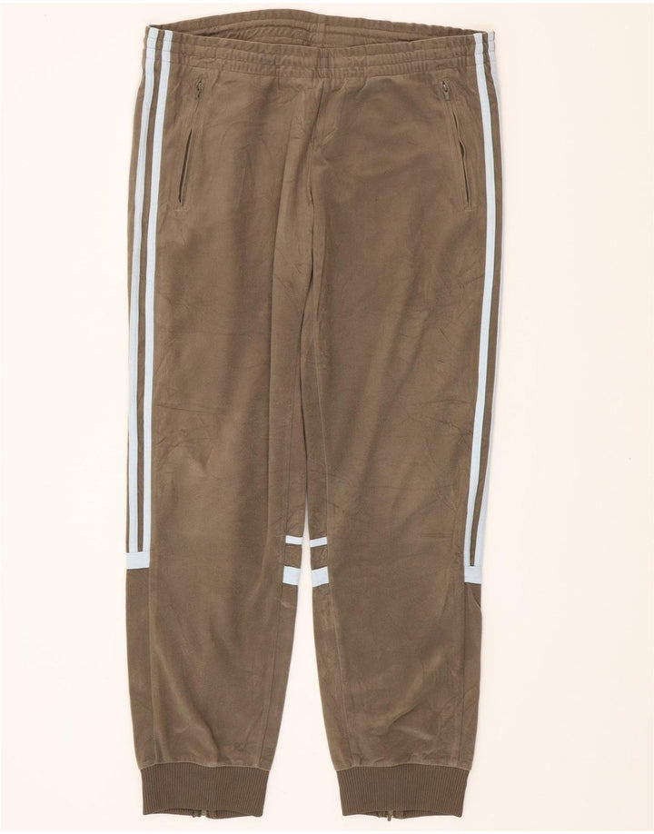 ADIDAS Womens Fleece Tracksuit Trousers Joggers UK 14 Large  Khaki