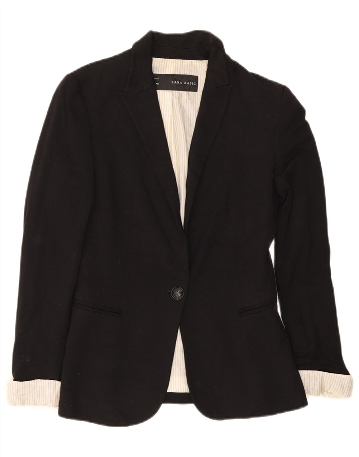 Sacou blazer pentru femei Zara, cu 1 nasture, UK 6 XS, viscoză neagră