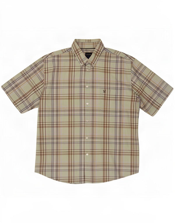 Cămașă cu mânecă scurtă pentru bărbați James Pringle, bumbac carouri verde XL