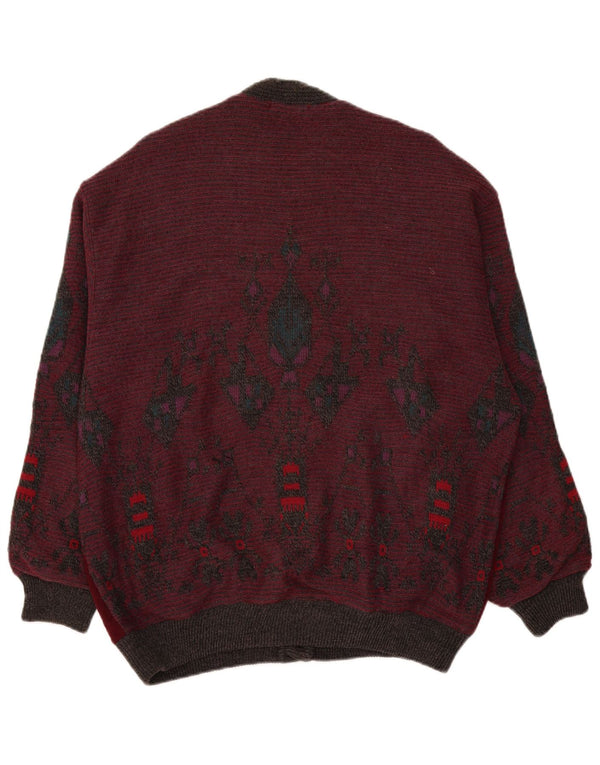 Pulover cardigan pentru bărbați Luciano Chiari XL Bordeaux Geometric Lână