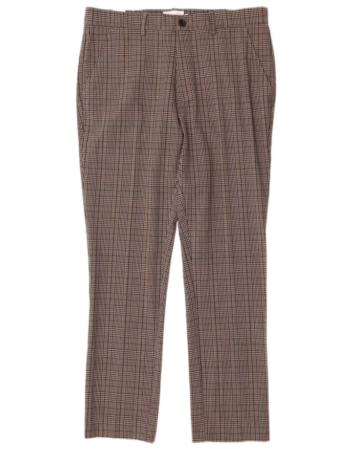 Pantaloni chino slim pentru bărbați Farah L32 L30 poliester cu carouri gri