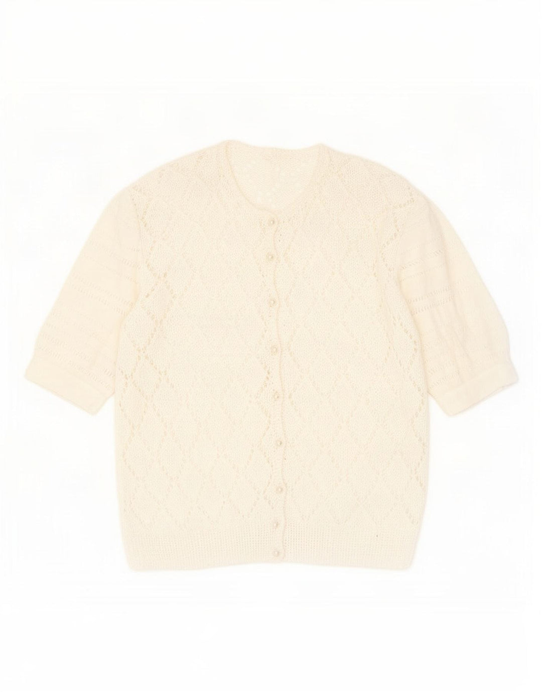 Pulover cardigan Vintage pentru femei See Through UK 14 Medium White Flecked