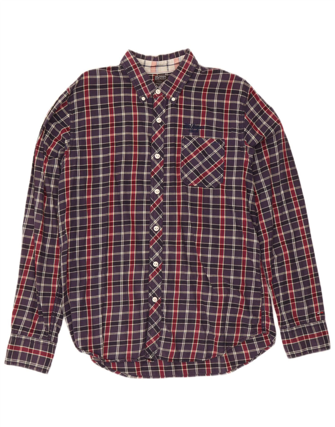 Cămașă pentru bărbați Tommy Hilfiger XL, bumbac cu carouri bleumarin