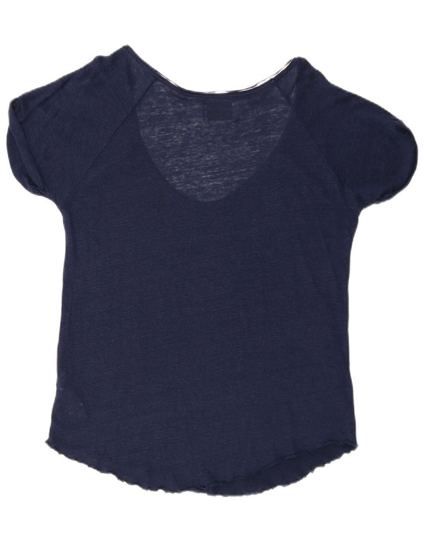 Top tricou pentru femei Zara UK 16 mare in albastru bleumarin