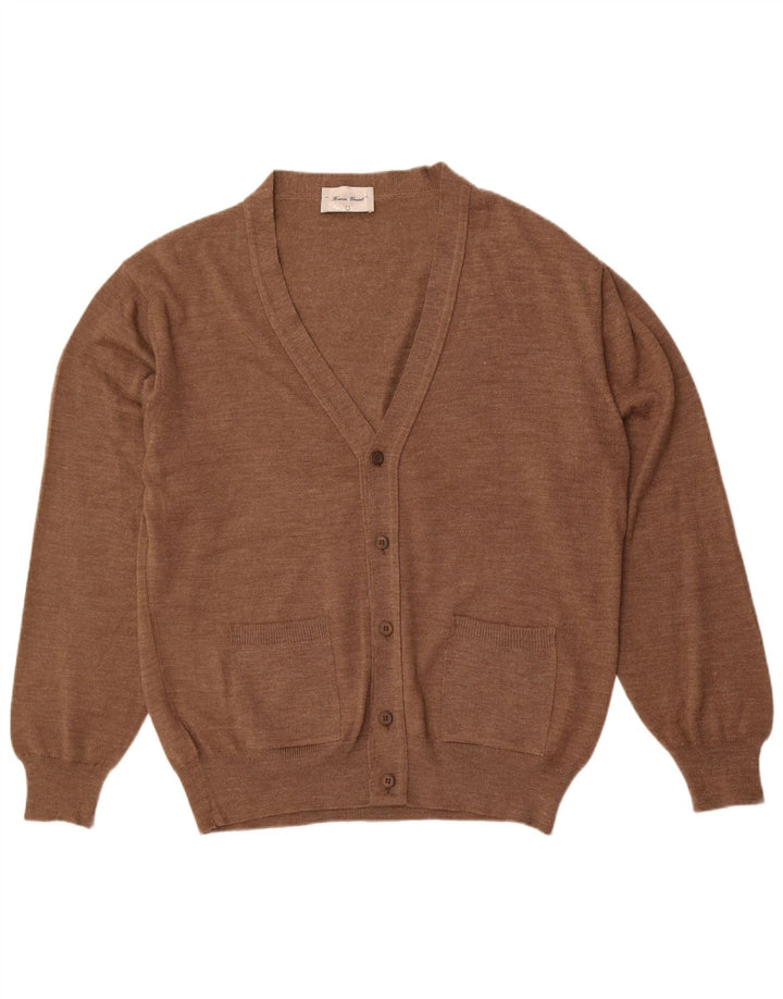 Pulover Cardigan Vintage pentru Damă UK 14 Mare Lână Maro