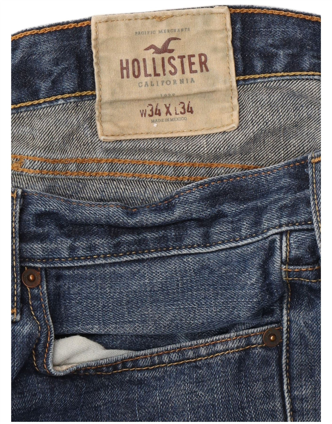 Blugi drepti pentru bărbați HOLLISTER W34 L34 Bumbac albastru