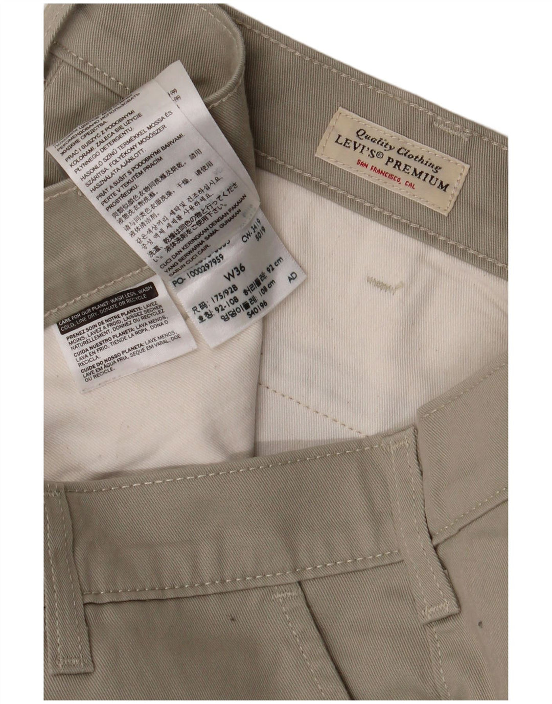 Pantaloni chino conici pentru bărbați LEVI'S L36 L28 bumbac bej