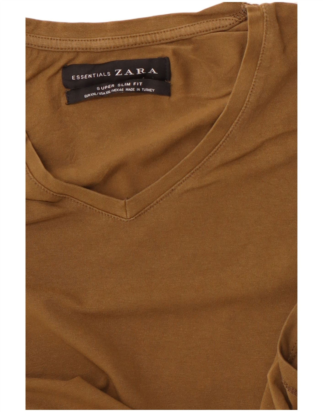 Tricou Zara Barbati Super Slim Fit Top 2XL Kaki