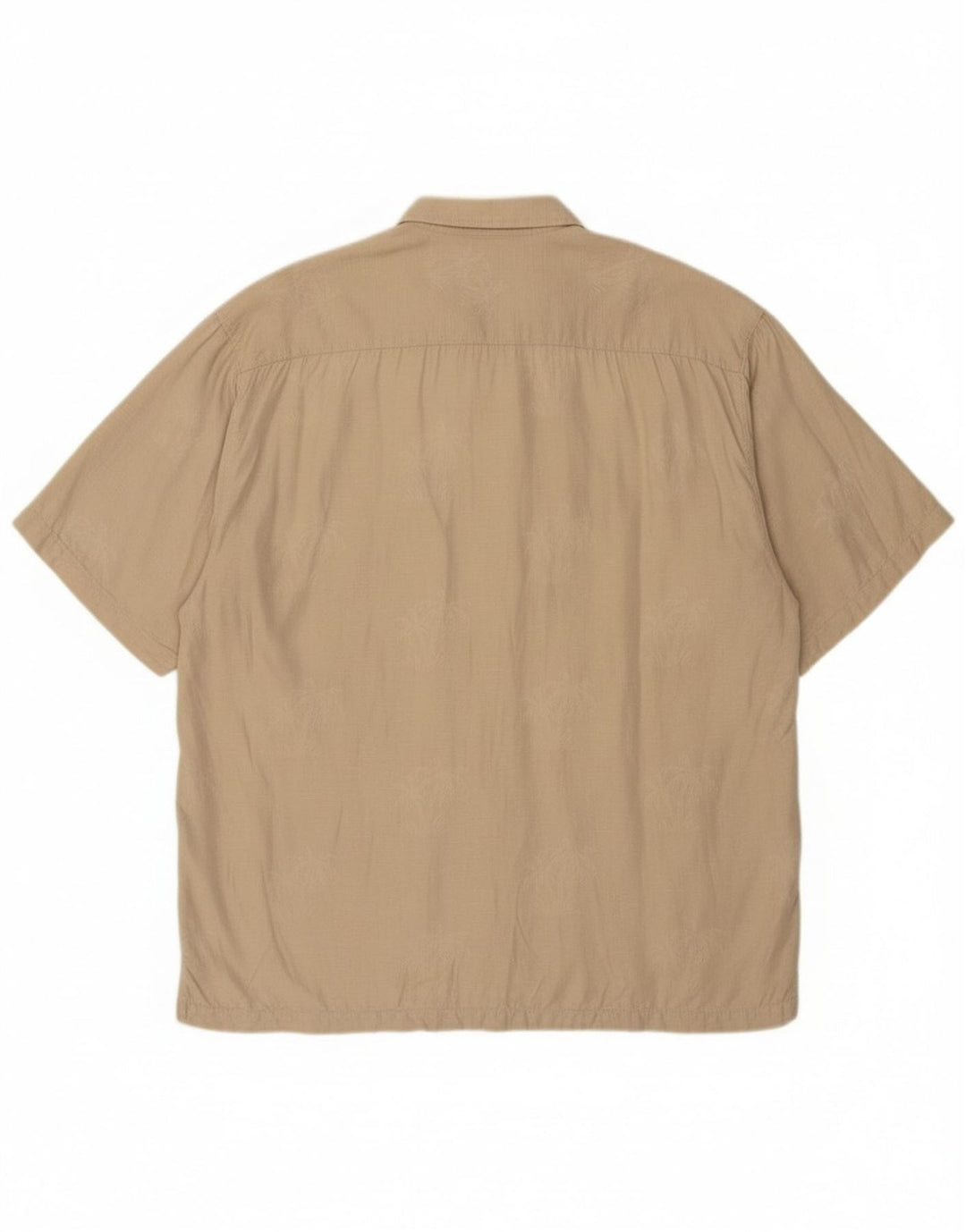 VINTAGE Mens Short Sleeve Shirt Large Beige Rayon