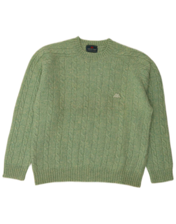 Pulover bărbătesc Kappa cu decolteu rotund din lână verde mică