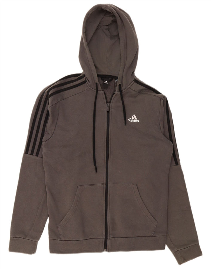 Pulover Adidas pentru bărbați, cu fermoar, bumbac, gri mic